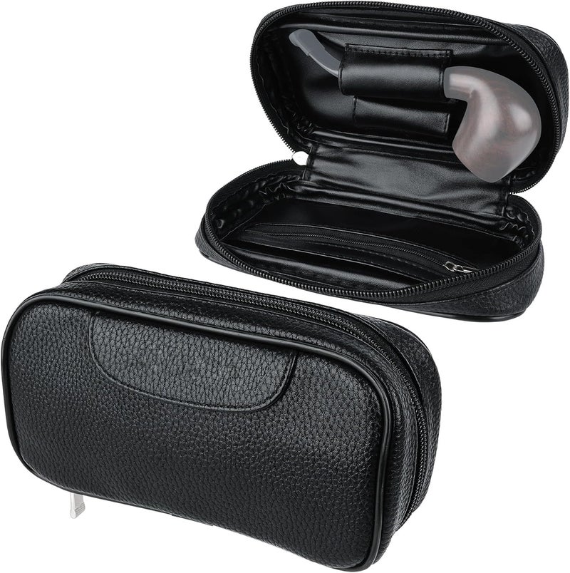 Linkidea Vegan Leather Tobacco Pipe Bag, Multi-Function Travel Tobacco Pipe Bags & Pouches, Tobacco Pipes & Accessories Bag for Great Gifts (Black) - Image 1